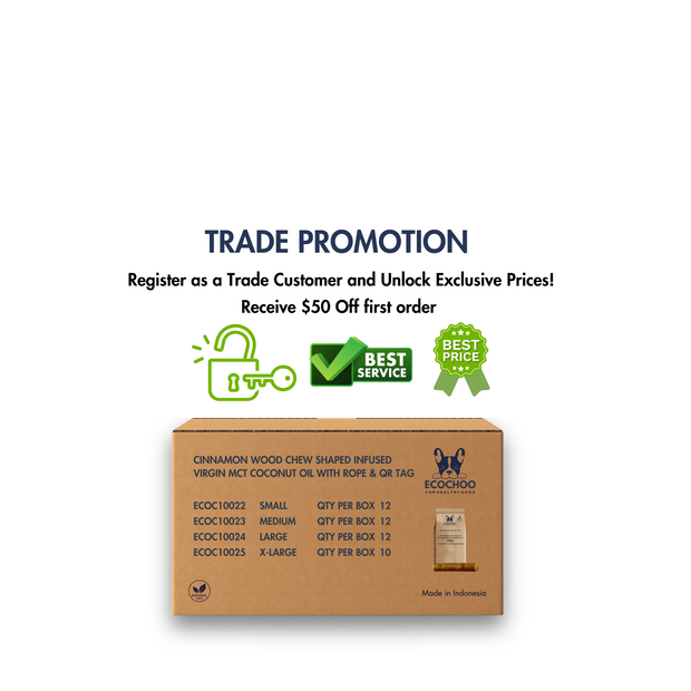 Cinnamon Wood Chew  with Rope & QR Tag (46 Packs Shaped)