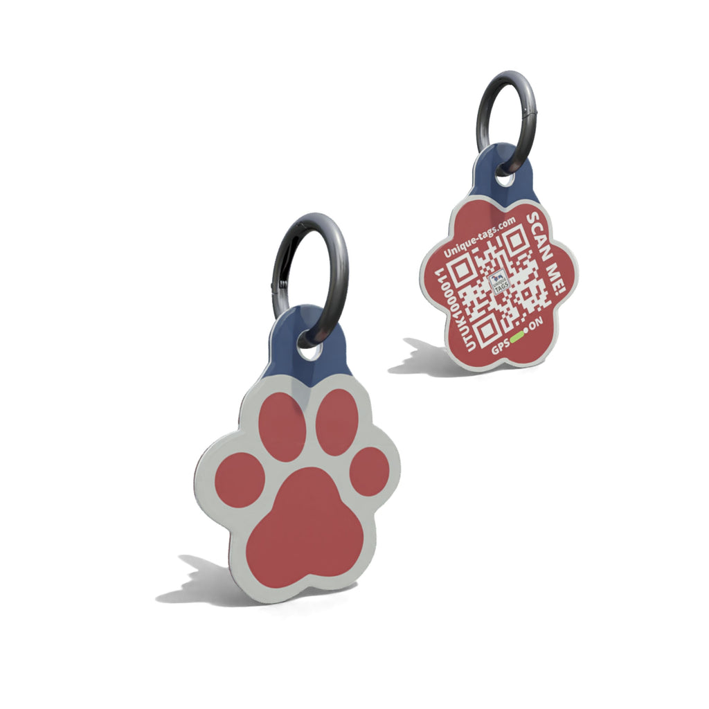 Red Paw shaped Epoxy QR Tag