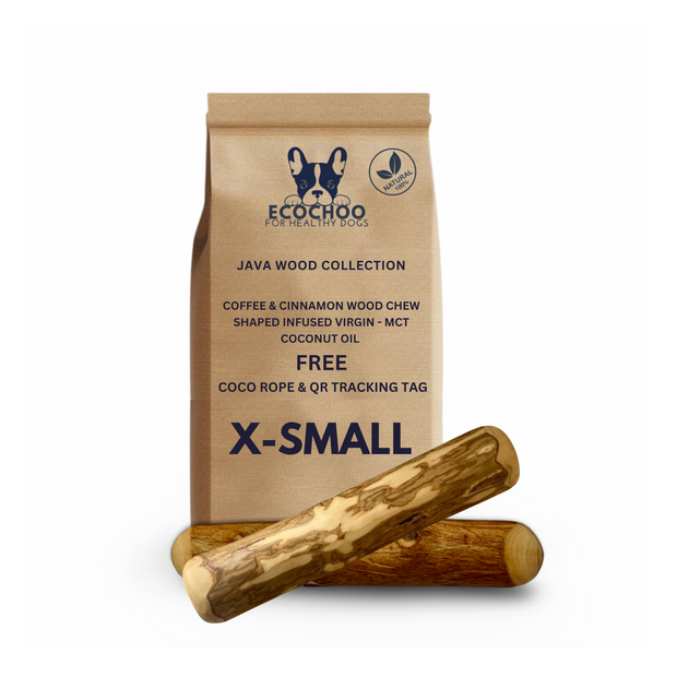 Coffee & Cinnamon Wood Dog Chew Shaped  - XS